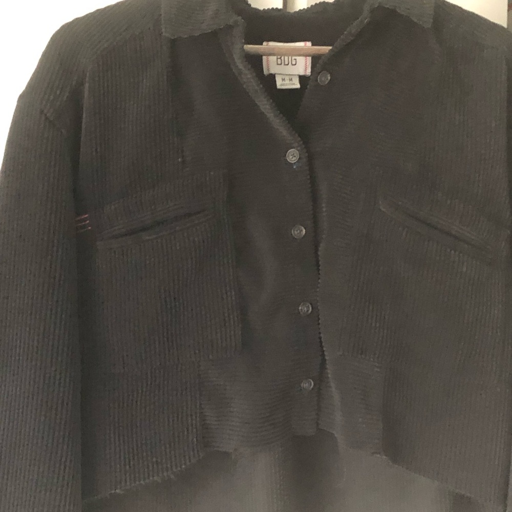BDG Black Cropped Corduroy Button-Up Jacket - Picture 3 of 4